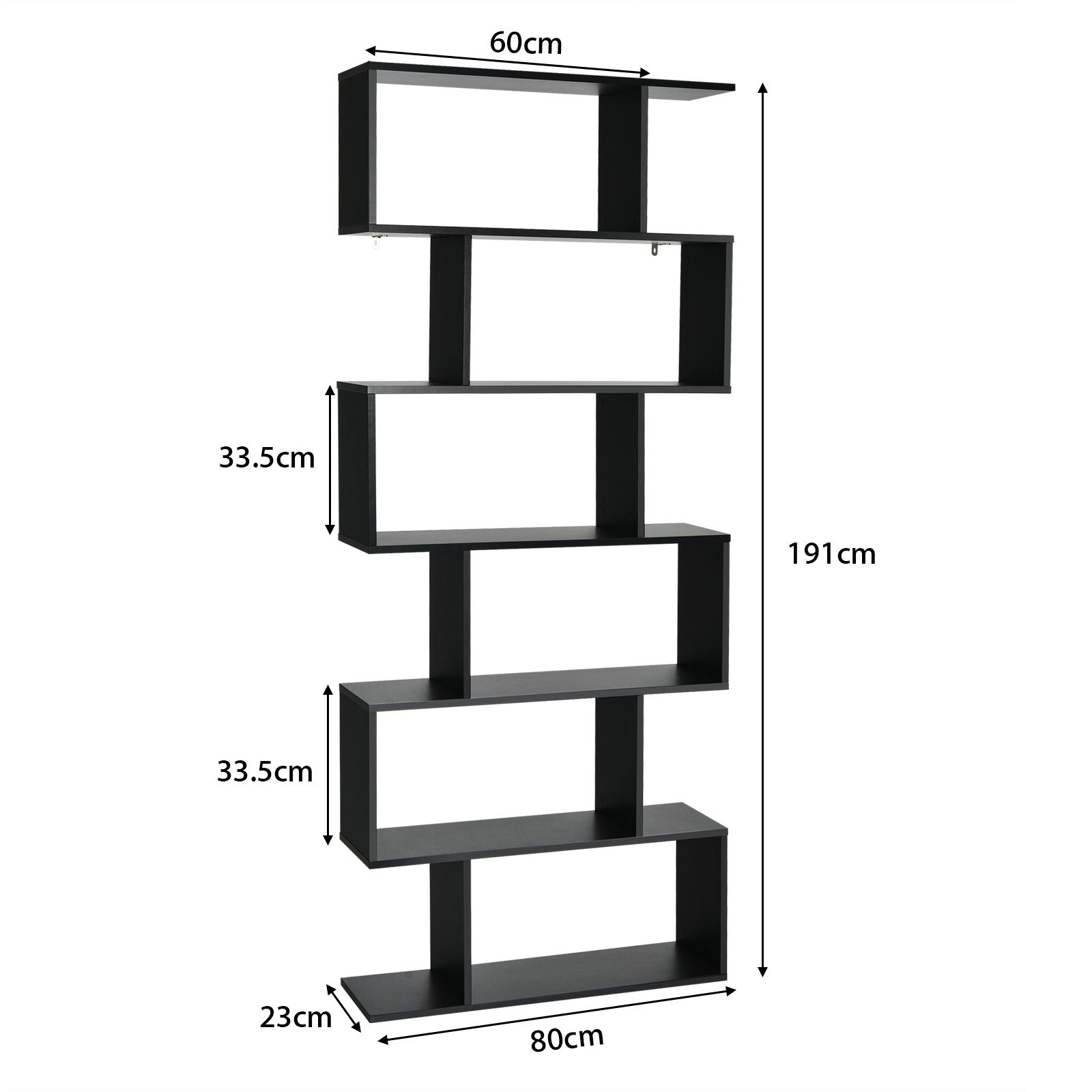 "Rustic 6-Tier S-Shaped Wooden Bookshelf for Industrial Style"