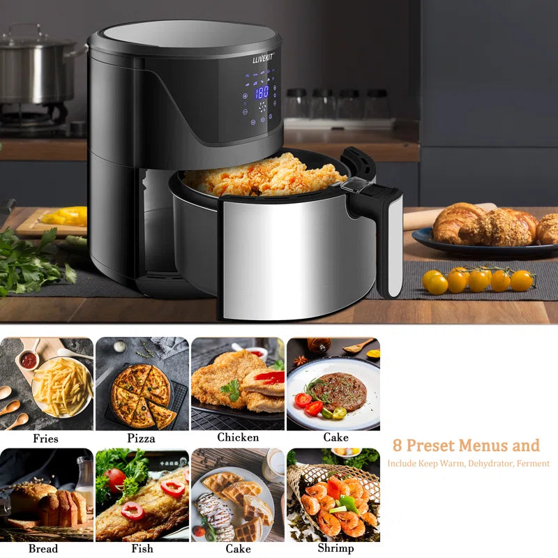 "Family-Sized 5L Air Fryer with Digital Touchscreen - Healthy Cooking with 10 Presets & Removable Basket"