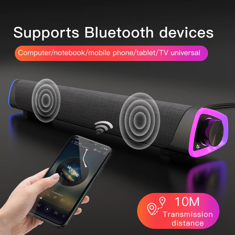 "Immerse Yourself with 3D Surround Soundbar Speaker - Perfect for Laptop, PC, TV, and More!"