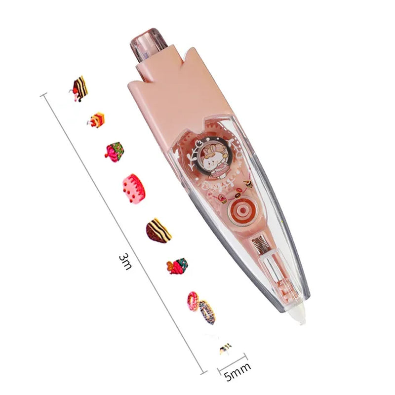 Kawaii Cartoon Floral Sticker Tape Pen, Funny Kids Notebook Diary Decoration Girls Hand Account DIY Scrapbooking, Students Gifts