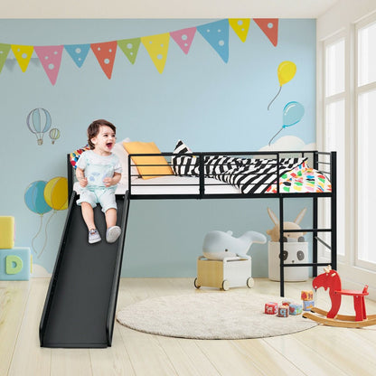 "Cozy Loft Bed with Slide, Stairs, and Safety Guardrails for Kids"