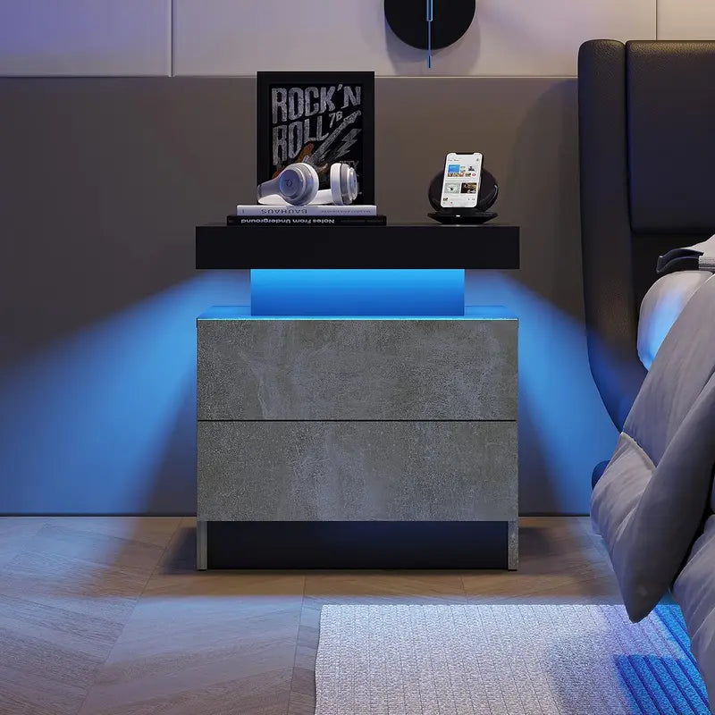 "Modern LED Bedside Table with Drawers - Perfect for Bedroom and Living Room Decor!"