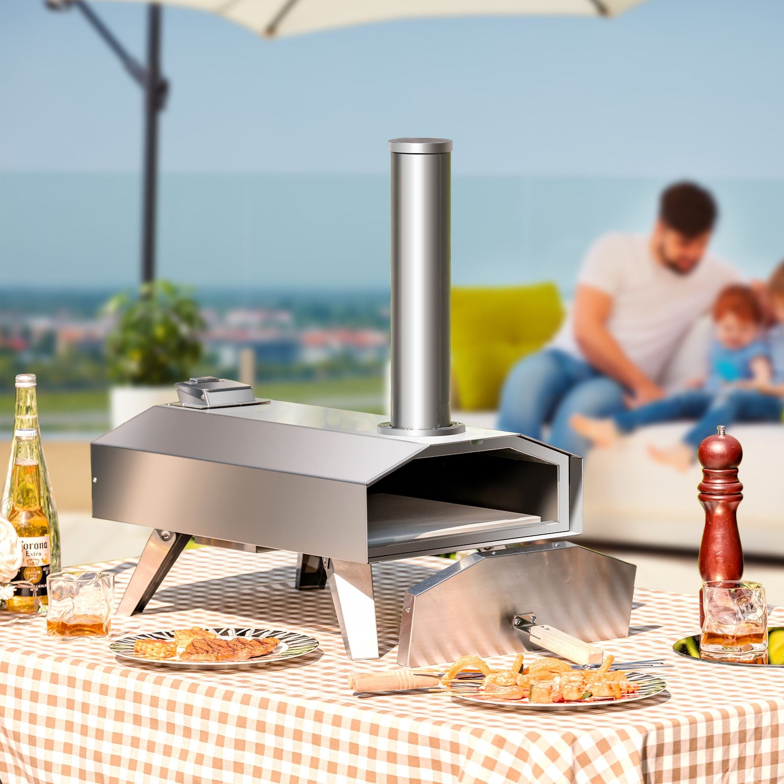 "Portable Stainless Steel Pizza Oven: Perfect for Outdoor Adventures!"