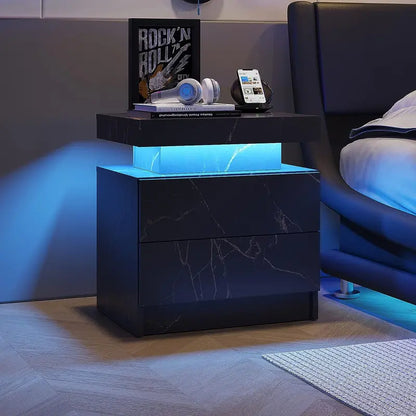 "Modern LED Bedside Table with Drawers - Perfect for Bedroom and Living Room Decor!"