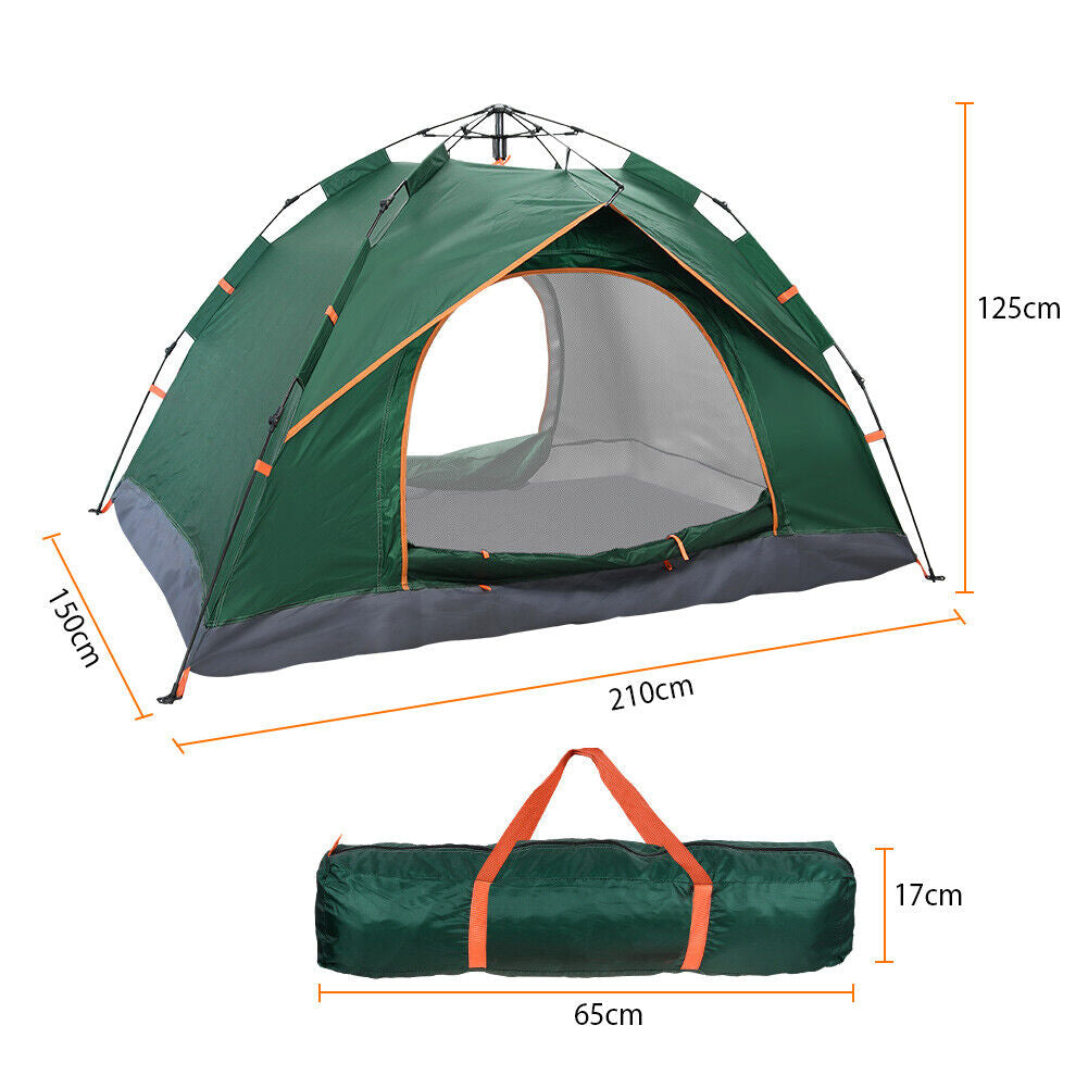 2-3 Man Automatic Instant Double Layer Pop up Camping Tent Waterproof Outdoor UK