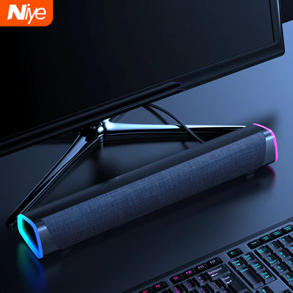 "Immerse Yourself with 3D Surround Soundbar Speaker - Perfect for Laptop, PC, TV, and More!"