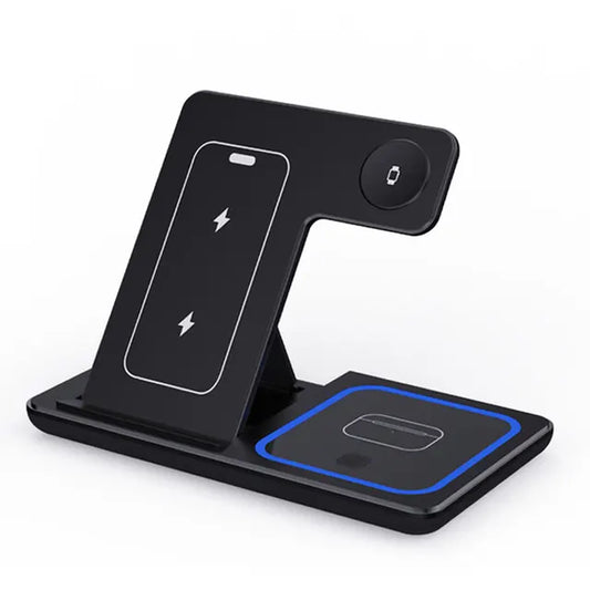 ```3-in-1 Foldable Fast Wireless Charger Stand for iPhone, Apple Watch, and AirPods Pro```