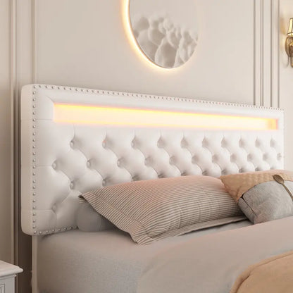 Luxurious King Bed Frame with Smart LED Lights and 4 Storage Drawers