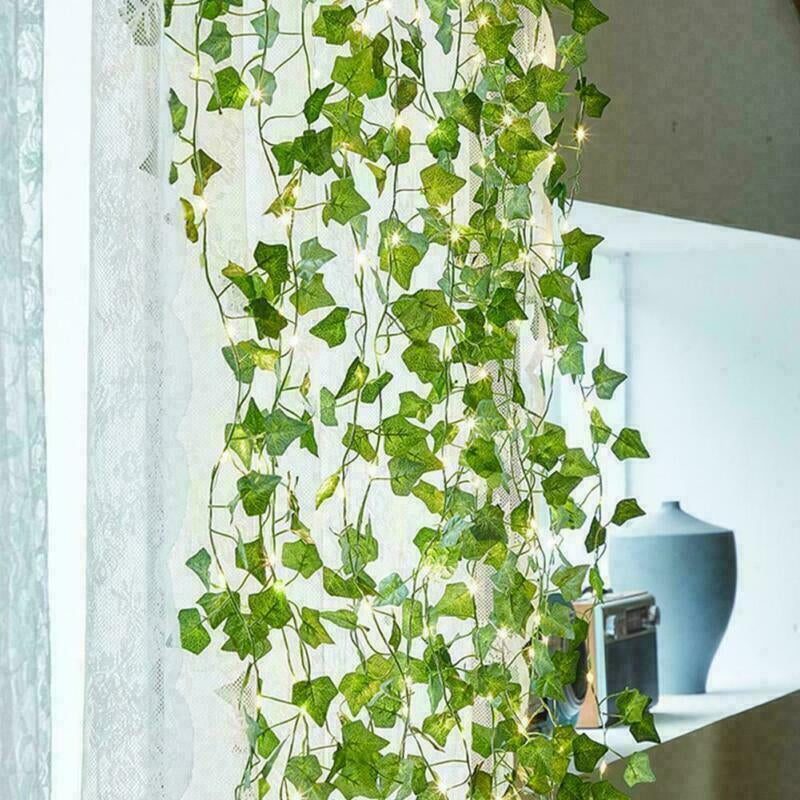 "Luminous Ivy Garland: Faux Greenery with LED Lights for Hanging Decor"