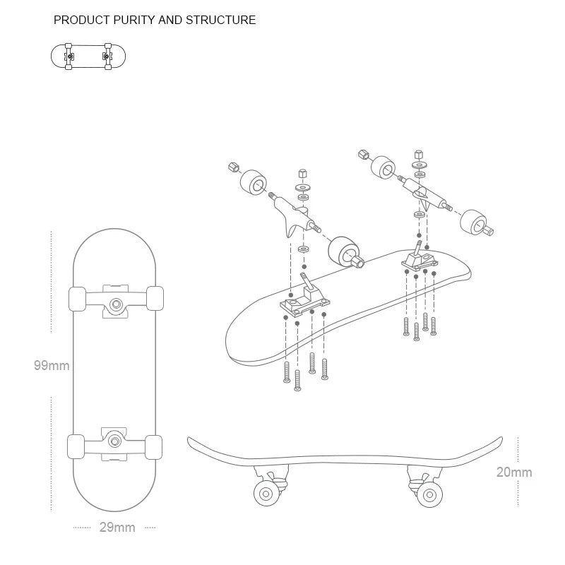 Puzzle Toy Professional Finger Skateboard Hobbies Novelty anti Stress Sensory Fingerboard Toys Mini Funny Gift for Kids Boy