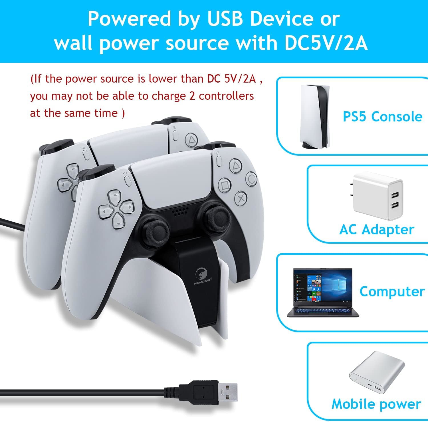 "PS5 Dualsense Controller Charging Station by Mcbazel - Dual USB Charger"