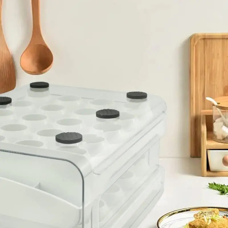 "Clear 2-Layer Egg Holder for Refrigerator - Keep Your Eggs Fresh and Organized!"