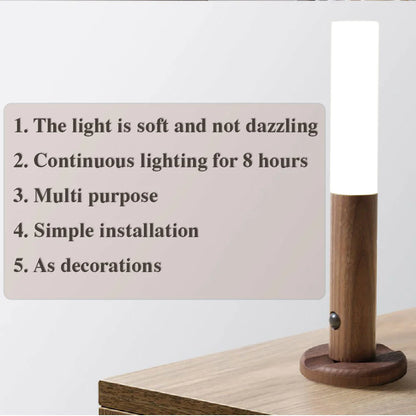 "Motion-Activated USB Rechargeable LED Night Light with Magnetic Base"