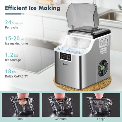 "18KG Ice Maker: Your Portable Countertop Solution for 24H Ice Production"