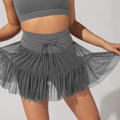 "Summer Chic: High Waist Lace-Up Sports Skirt with Safety Pants"