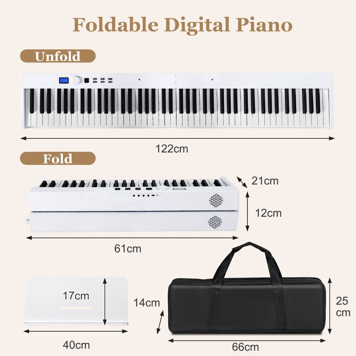 "Portable 88-Key Full-Size Digital Piano Keyboard with MIDI Connectivity"