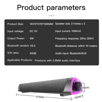 "Immerse Yourself with 3D Surround Soundbar Speaker - Perfect for Laptop, PC, TV, and More!"