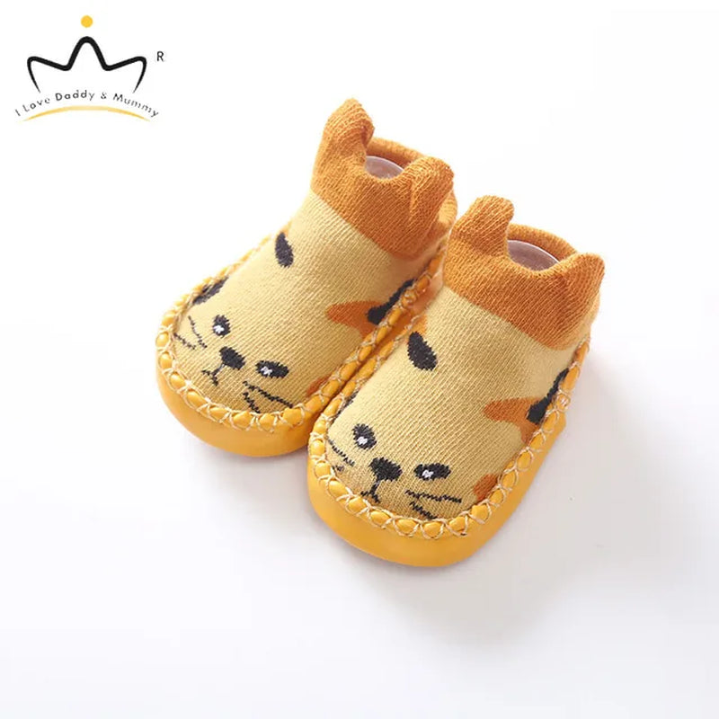 2021 New Cute Cartoon Animal Newborn Toddler Baby Shoes First Walkers Non-Slip Girls Boys Crib Shoes Floor Socks Shoes