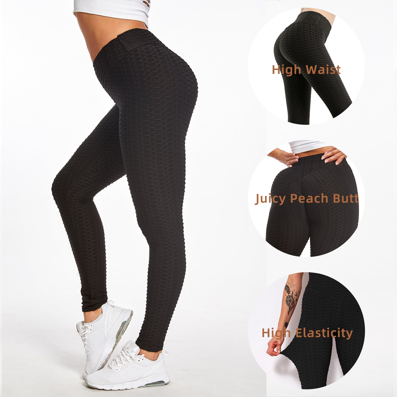 Bubble Textured Butt Lifting Yoga Pants - TikTok Trending Black Leggings