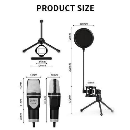 "RGB Gaming USB Microphone - Professional Condenser Mic for Podcasting, Streaming, and Recording"