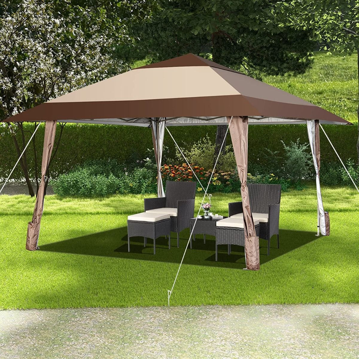 "Portable 4x4 Meter Rolling Pop-Up Gazebo with Wheels"