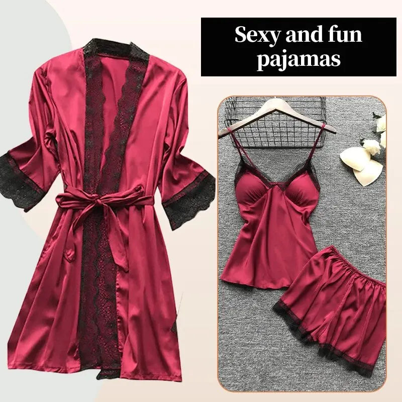 Luxurious Silk Lace Nightwear Set for Women