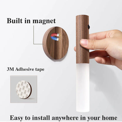 "Motion-Activated USB Rechargeable LED Night Light with Magnetic Base"