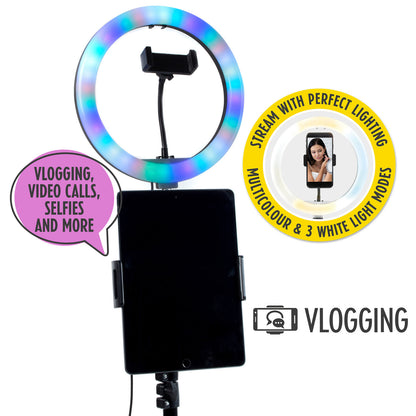 "Intempo Selfie Light Stand with Adjustable Height and Foldable Design"