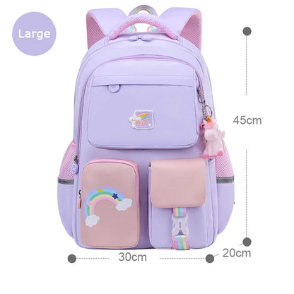 Korean Fashion Rainbow Shoulder Strap School Bag for Teenagers Girls Children'S Waterproof Backpacks Kids Schoolbags Mochilas