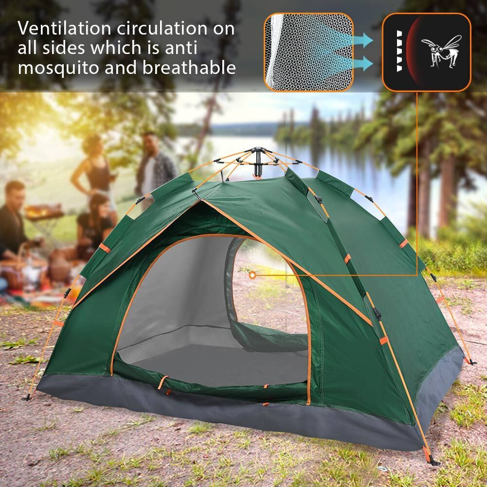 2-3 Man Automatic Instant Double Layer Pop up Camping Tent Waterproof Outdoor UK