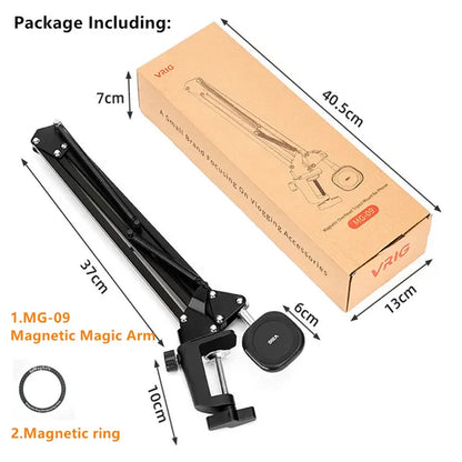 "Magnetic Phone and Tablet Mount - Versatile Metal Arm Stand for Bed or Desk"