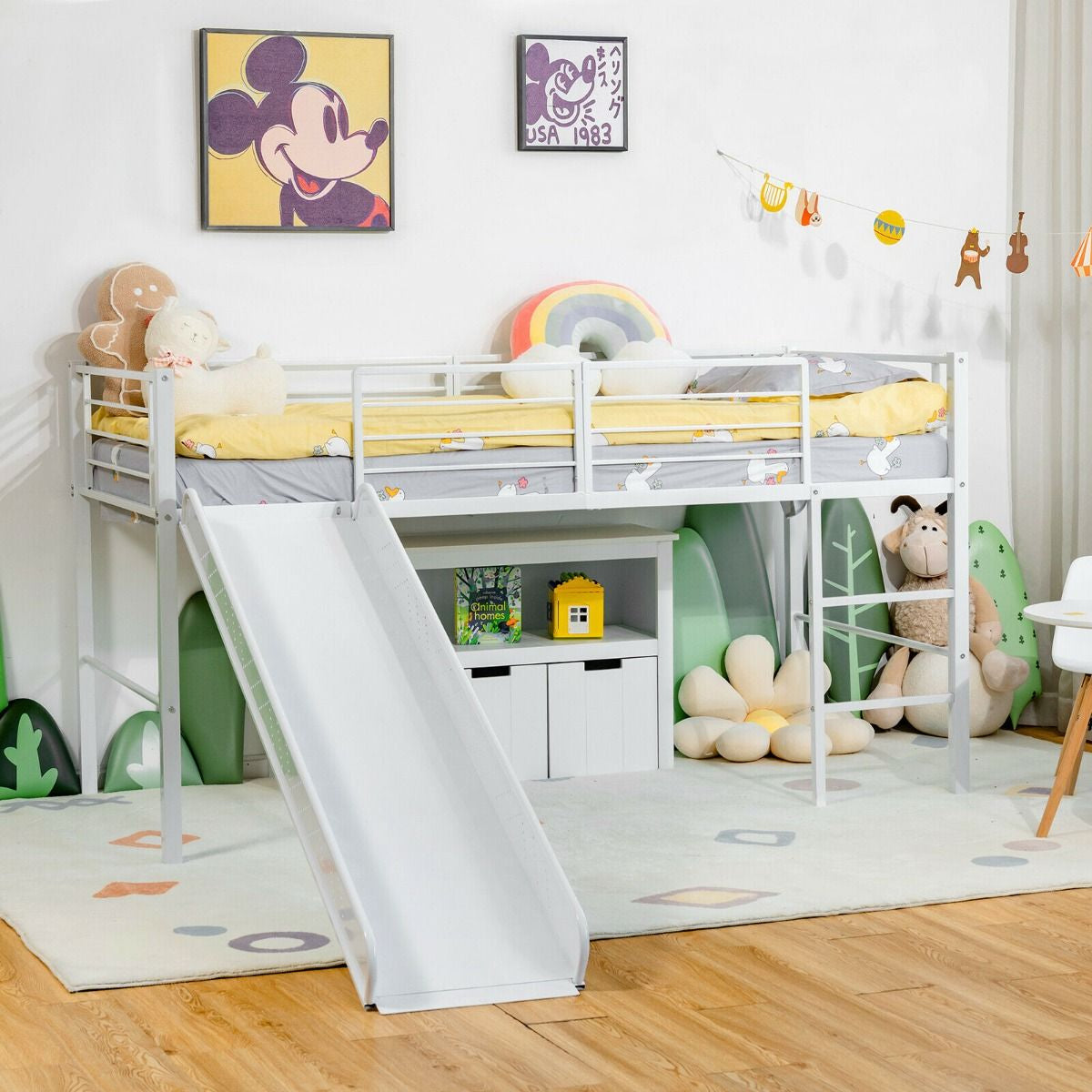 "Cozy Loft Bed with Slide, Stairs, and Safety Guardrails for Kids"