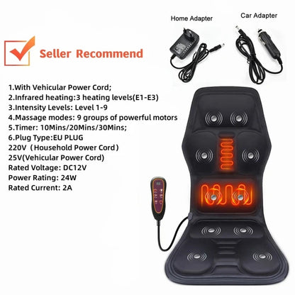 "Portable Electric Heating Back Massager for Pain Relief - Perfect for Car, Office, and Home Use"