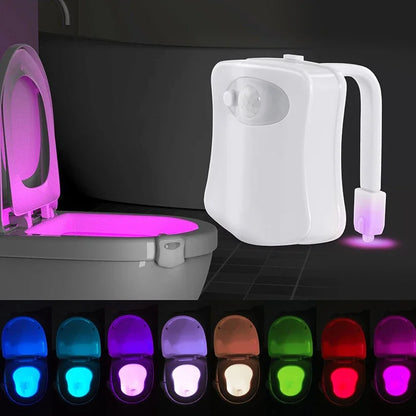 "Smart Motion Sensor Toilet Night Light - 16/8 Color Waterproof Backlight for Bathroom Bowl"