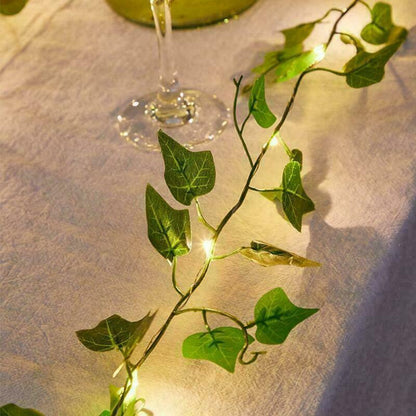 "Luminous Ivy Garland: Faux Greenery with LED Lights for Hanging Decor"