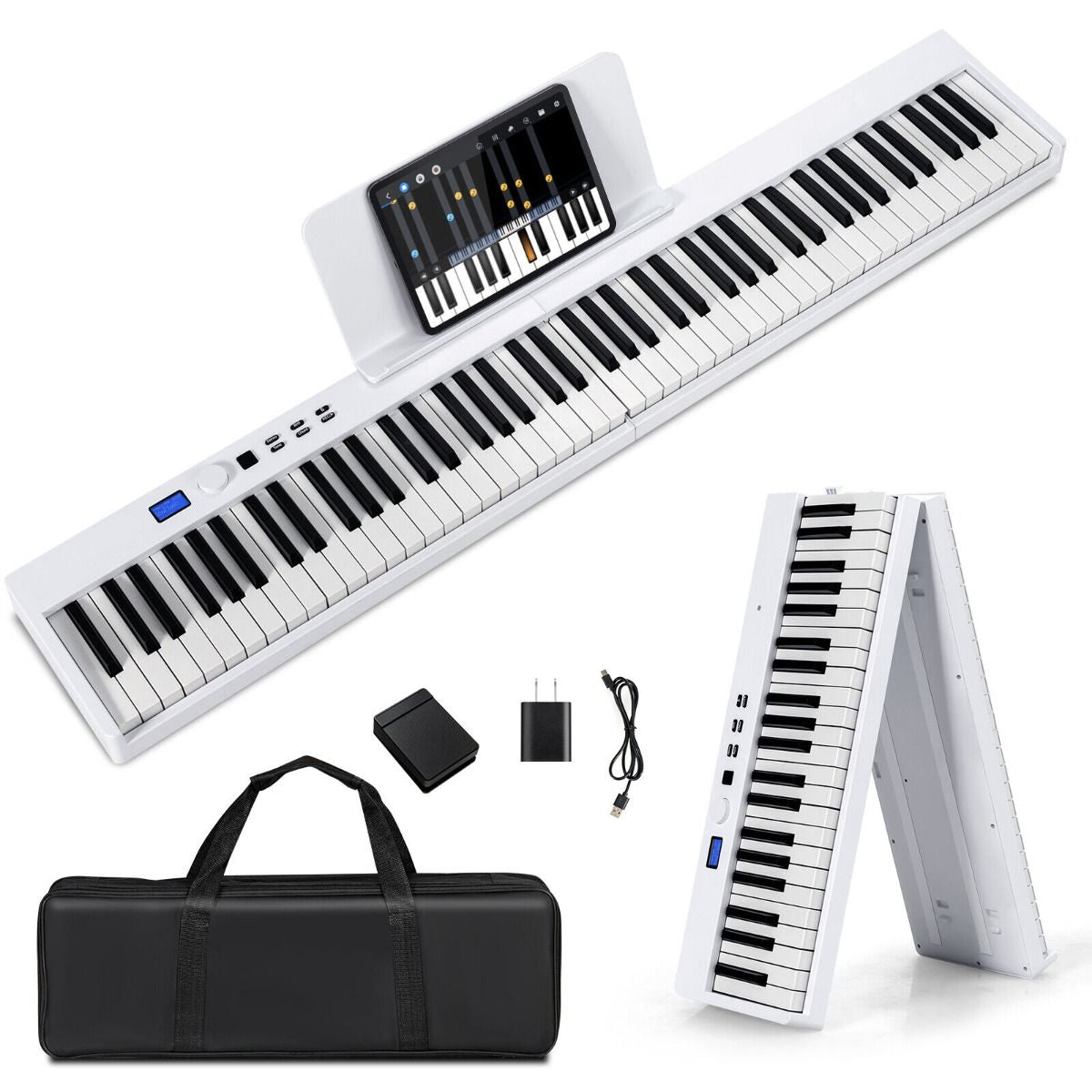 "Portable 88-Key Full-Size Digital Piano Keyboard with MIDI Connectivity"