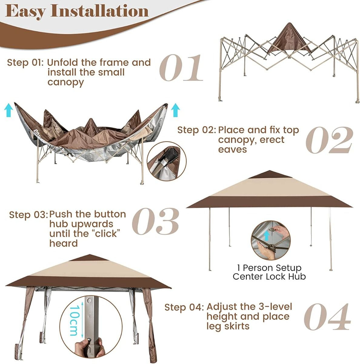 "Portable 4x4 Meter Rolling Pop-Up Gazebo with Wheels"