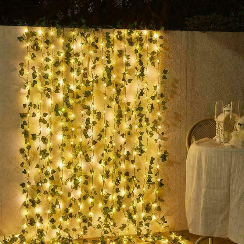 "Luminous Ivy Garland: Faux Greenery with LED Lights for Hanging Decor"