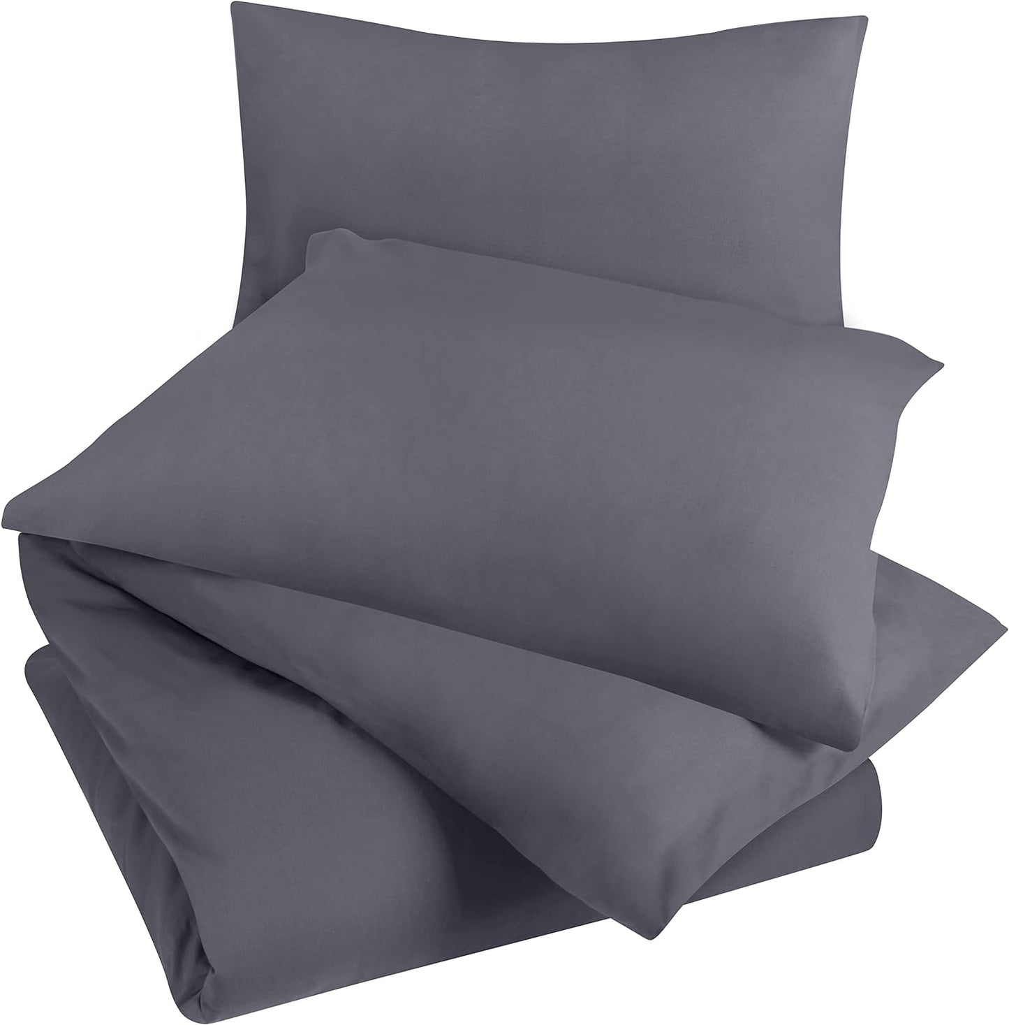 Luxurious Double Duvet Cover Set with Pillow Cases - Soft Microfibre Polyester - Elegant Grey Bedding