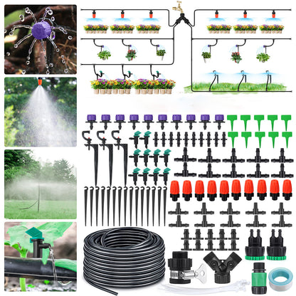 "DIY Micro Drip Irrigation System - Complete Garden Watering Kit with Automatic Sprinkler"