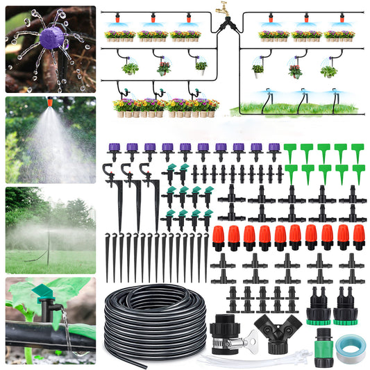 "DIY Micro Drip Irrigation System - Complete Garden Watering Kit with Automatic Sprinkler"