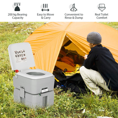 "Portable Flushable Camping Toilet with 20L Waste Tank"