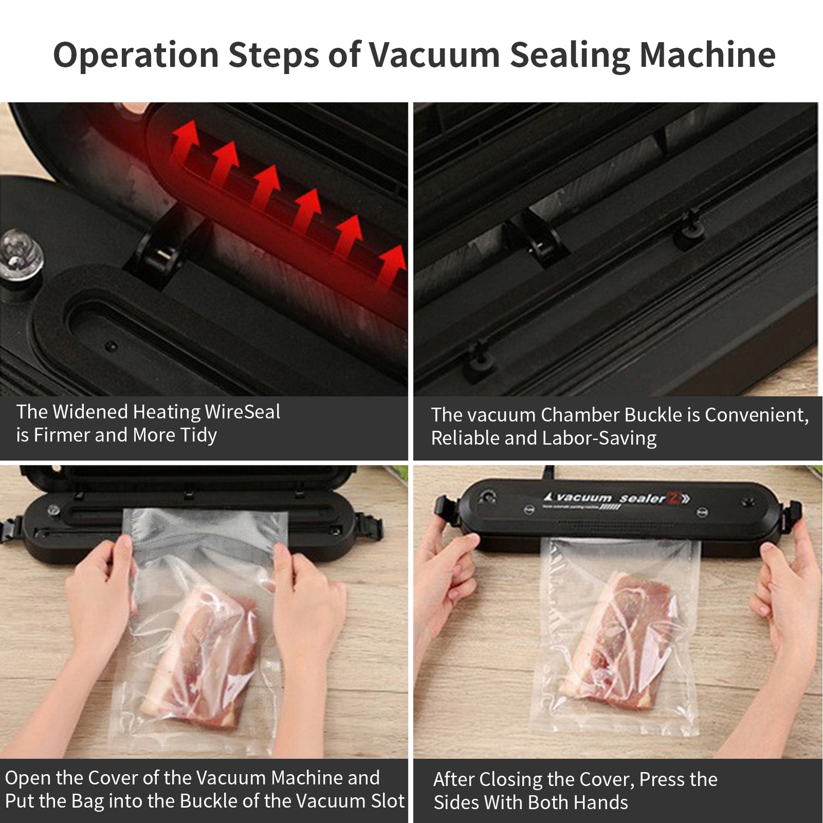 "Automatic Vacuum Food Sealer with 60 Bags Included"