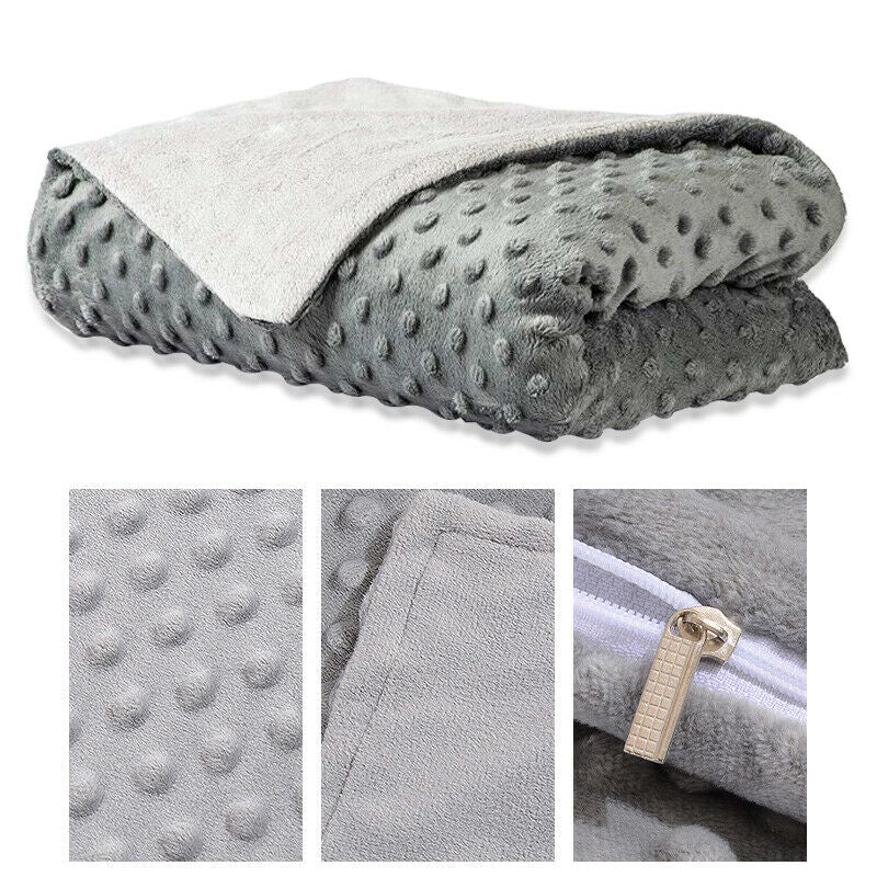 Gray Weighted Blanket Cover Zip Velvet Bubble Duvet Quilt Soft Breathable Sleep Blanket Covers Comfortable Heavy Blanket Cover