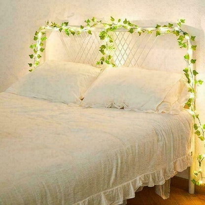 "Luminous Ivy Garland: Faux Greenery with LED Lights for Hanging Decor"