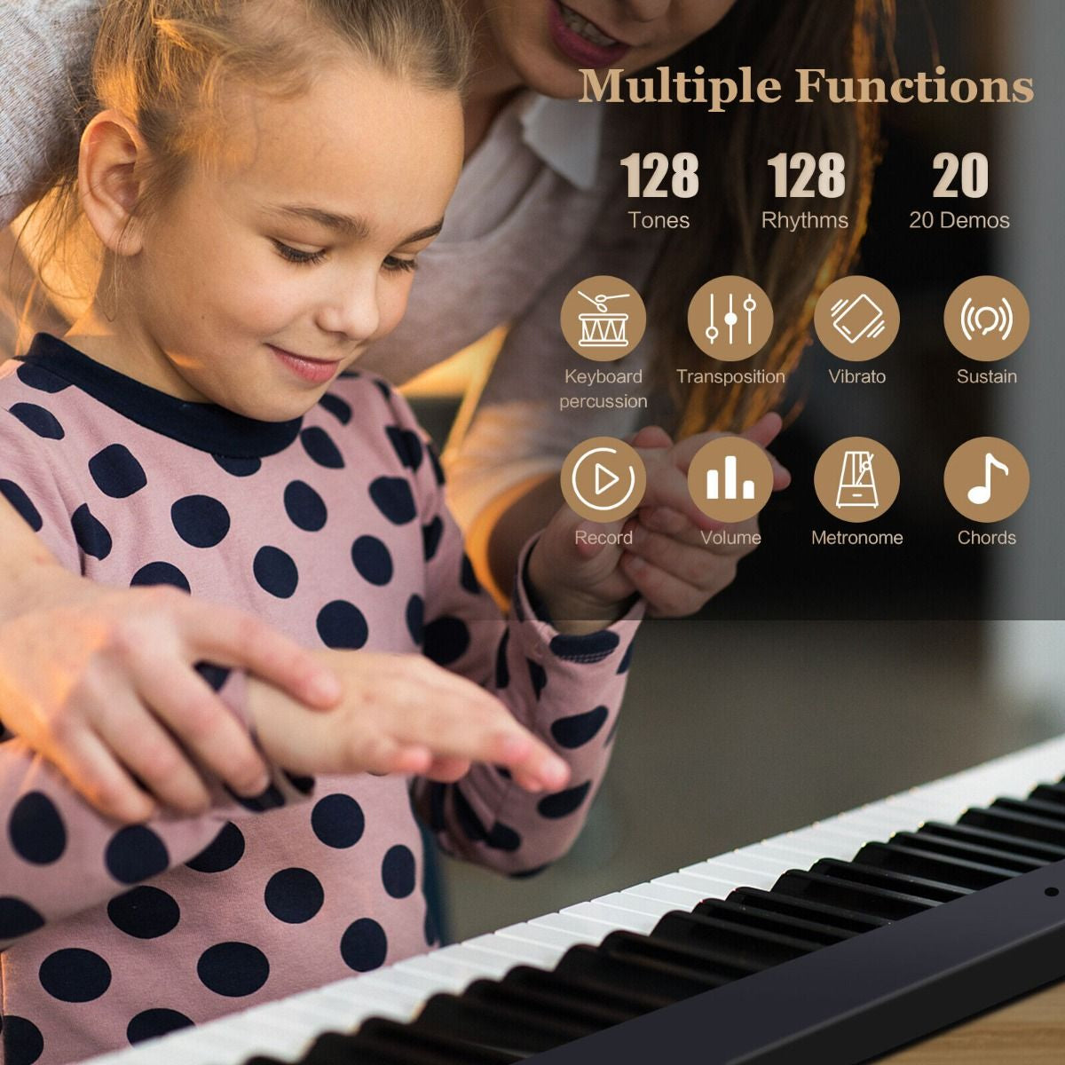 "Portable 88-Key Full-Size Digital Piano Keyboard with MIDI Connectivity"