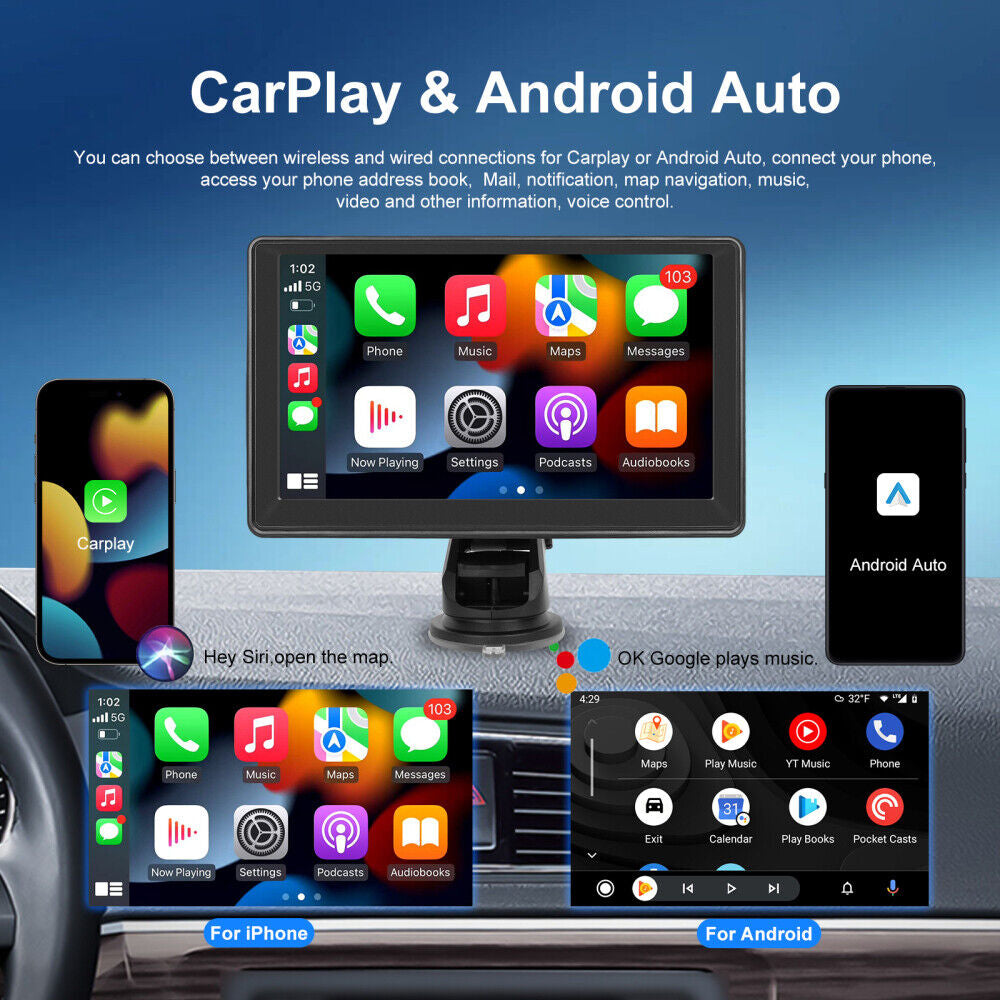 "7" Wireless Apple Carplay Android Auto GPS Car Stereo"