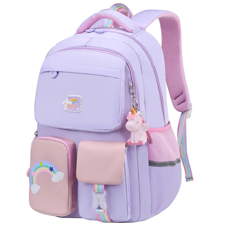 Korean Fashion Rainbow Shoulder Strap School Bag for Teenagers Girls Children'S Waterproof Backpacks Kids Schoolbags Mochilas