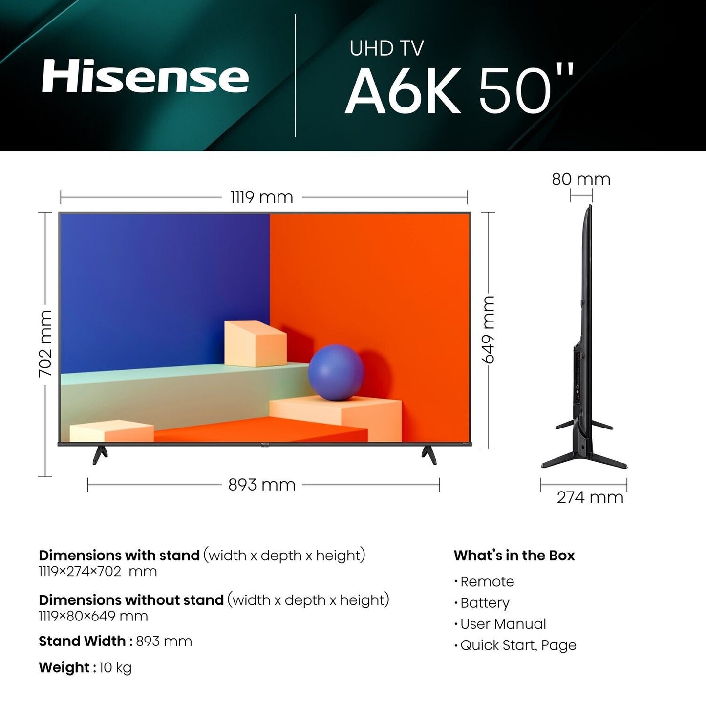 "Hisense 50" 4K Ultra HD LED Smart TV - Stunning Picture Quality"