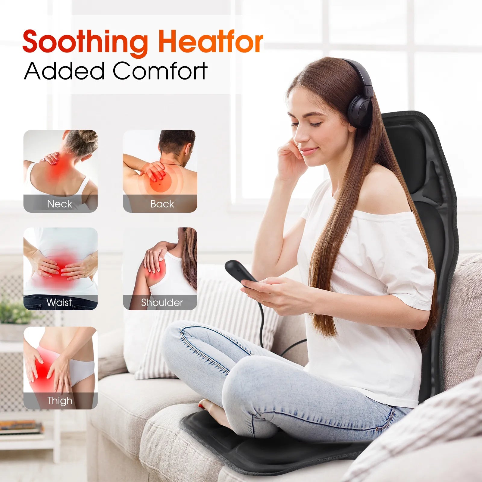 "Portable Electric Heating Back Massager for Pain Relief - Perfect for Car, Office, and Home Use"